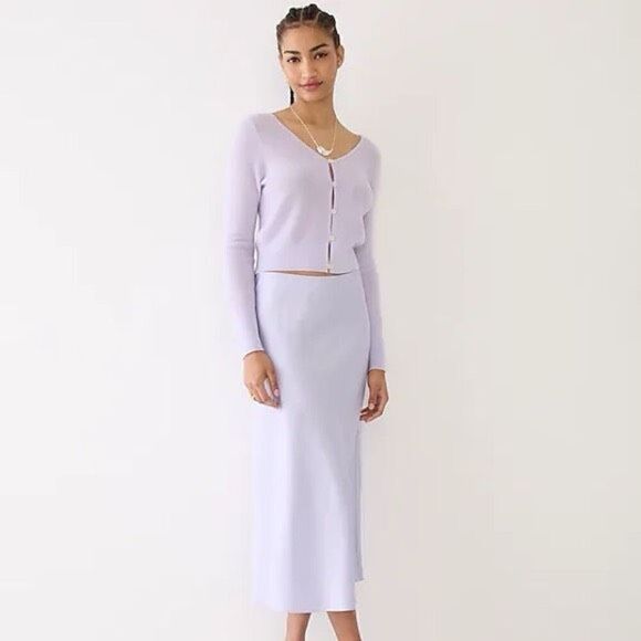 J Crew Gwyneth Midi Slip Skirt in Sweet Hyacinth Purple XL - Picture 1 of 8
